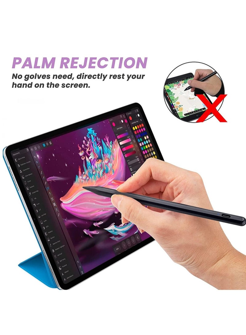 قلم ستايلس لجهاز iPad مع خاصية رفض راحة اليد، حساس للإمالة ومغناطيسي، قلم iPad متوافق مع أجهزة Apple iPad 10/9/8 2018-2023، iPad Air 5/4/3، iPad Pro 11/12.9 iPad Mini 6/5، (بديل لقلم Apple Pencil) - Image 2